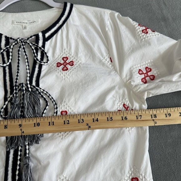 Endless Rose Shift Dress White Embroidered Size S Tassels Boho Beach Coastal - Picture 12 of 16